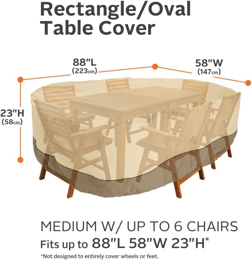 Patio Table & Chair Cover with Umbrella Hole: Water-Resistant Outdoor Furniture Cover for Rectangular/Oval Garden Sets(223x147x58 cm LxWxH) — image 2