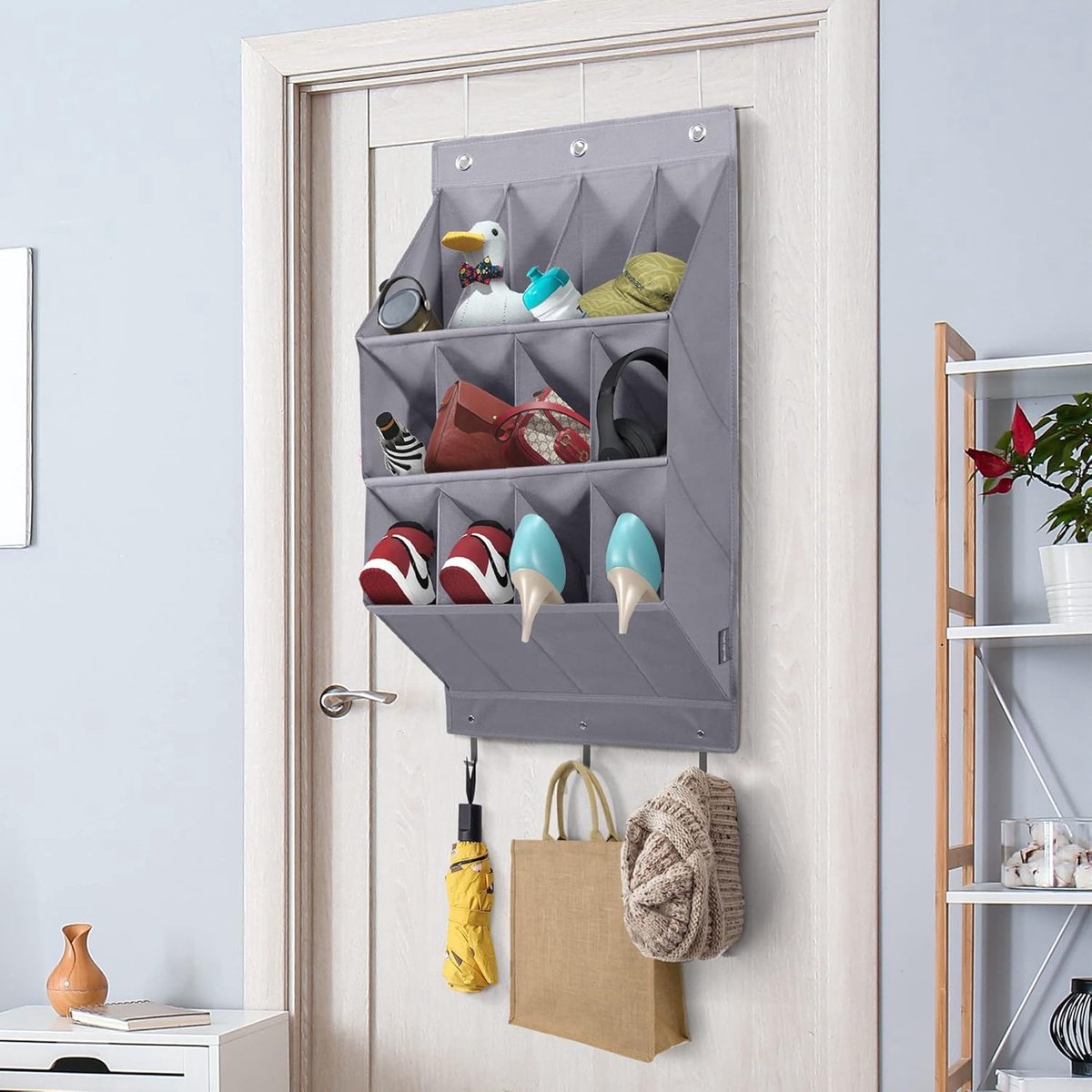Hanging Shoe Bag - Shoe Organizer - With Hooks - Door Organizer - Above-Door Shoe Organizer - Solution for Scattered Stuff - Door Storage Bag - Hanging โ image 3