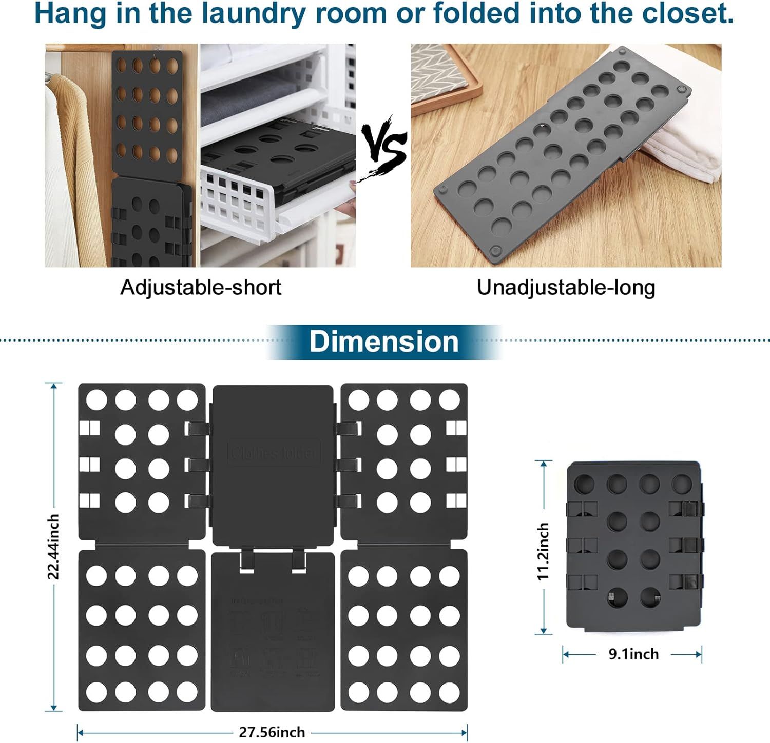 Adjustable Clothes Folding Board for T-Shirts, Pants & Towels, Durable PP Plastic Laundry Organizer with Reinforced Buckles (Black) — image 5