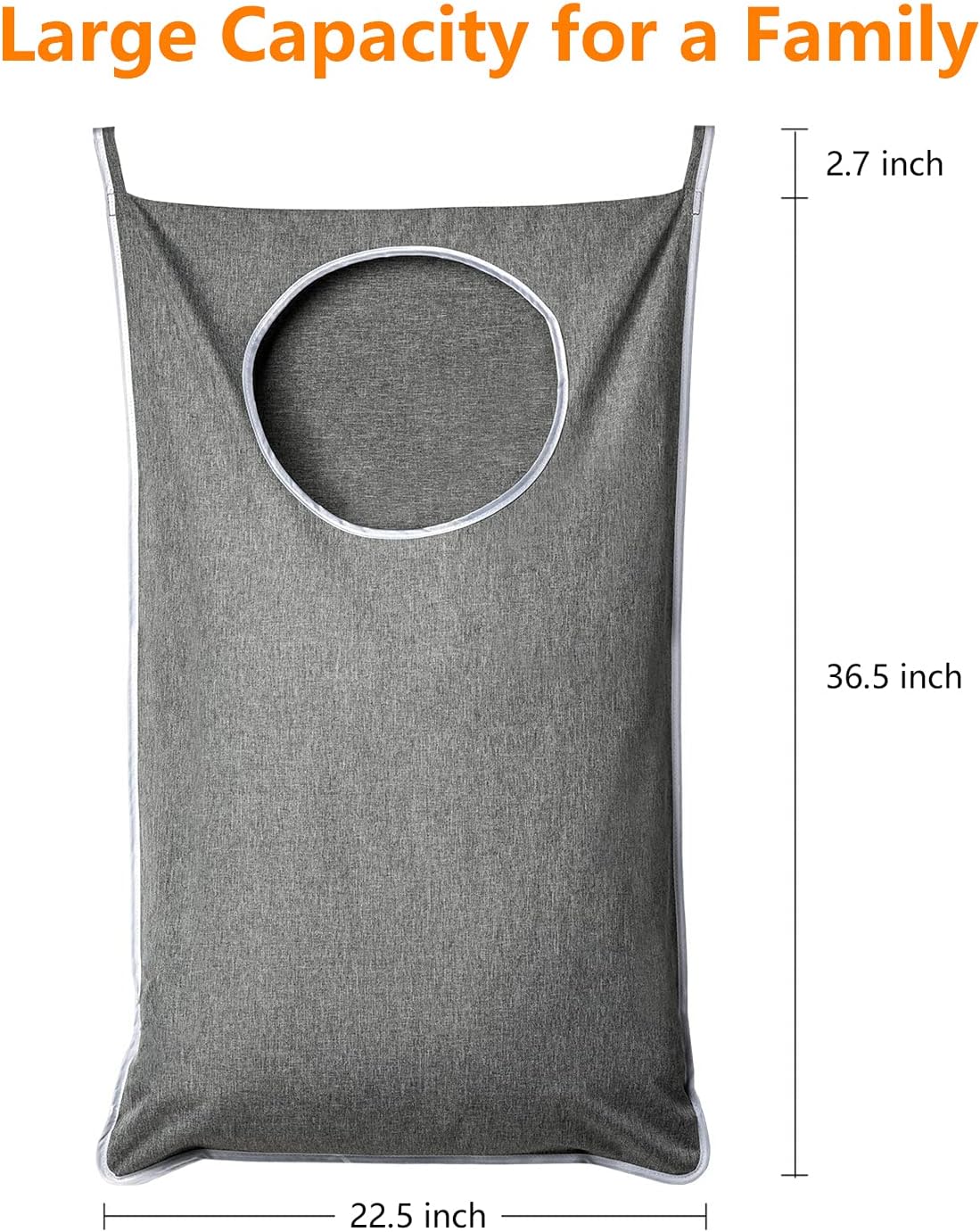 XL Hanging Laundry Hamper, Extra Large Tear-resistance Door Hamper with 2 Types Hooks for Dirty Clothes, Save Bathroom Space Hanging Laundry Bag (36.5x 22 — image 2