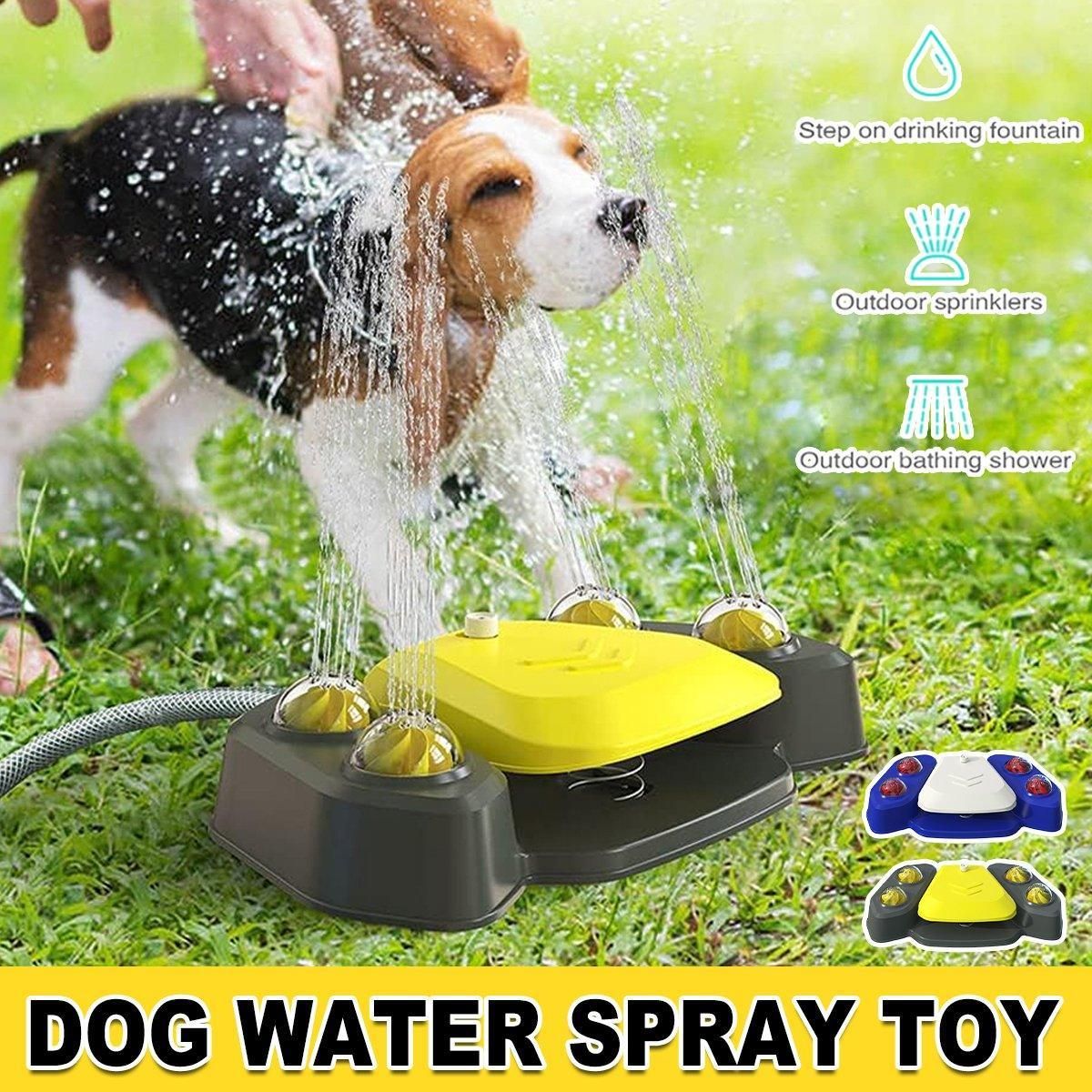 Automatic Water Feeder Dispenser with Bath Spray and Footstep Dog Toys for Pets - Blue — image 2