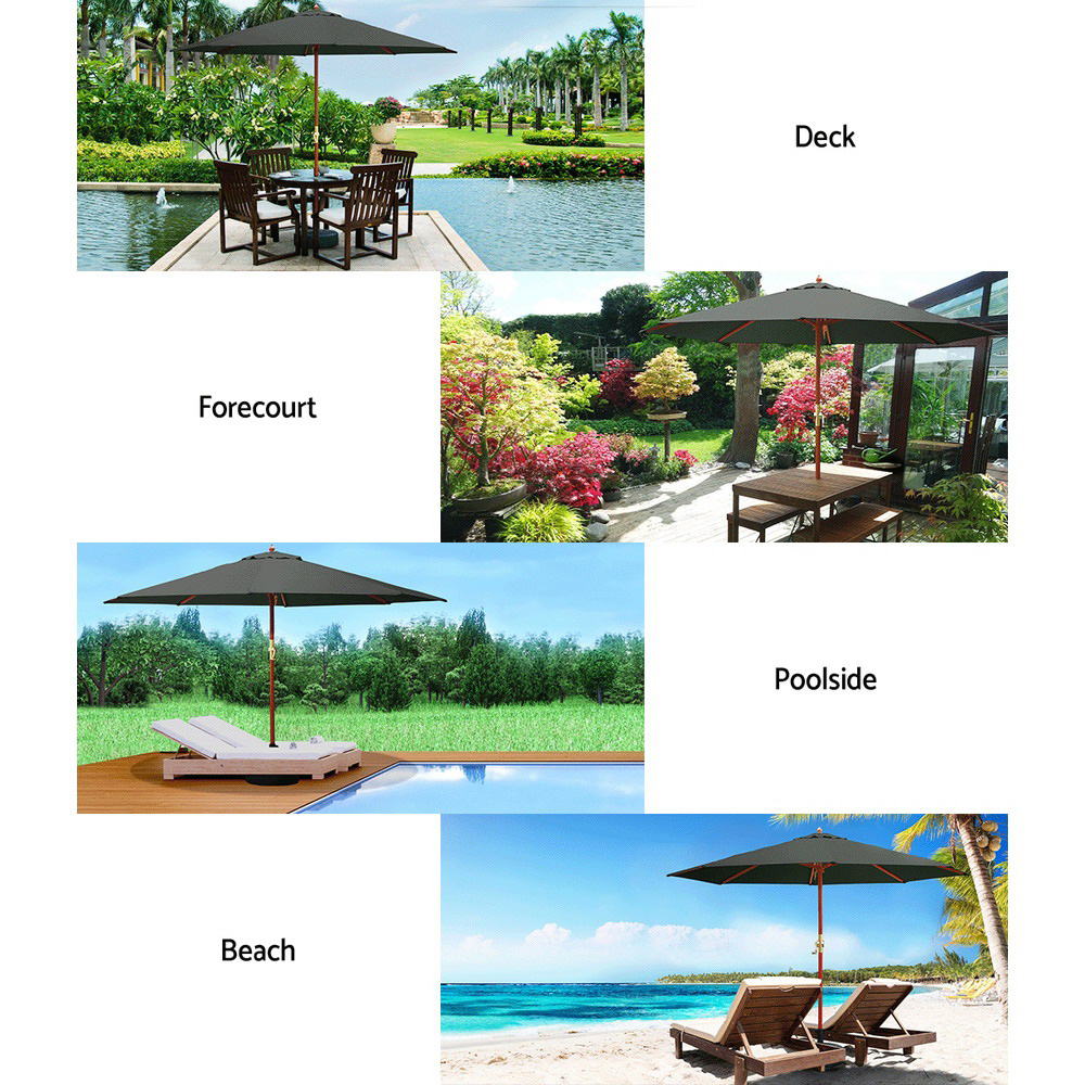 Instahut 3m Outdoor Umbrella Pole Umbrellas Beach Garden Sun Stand Patio Charcoal โ image 4