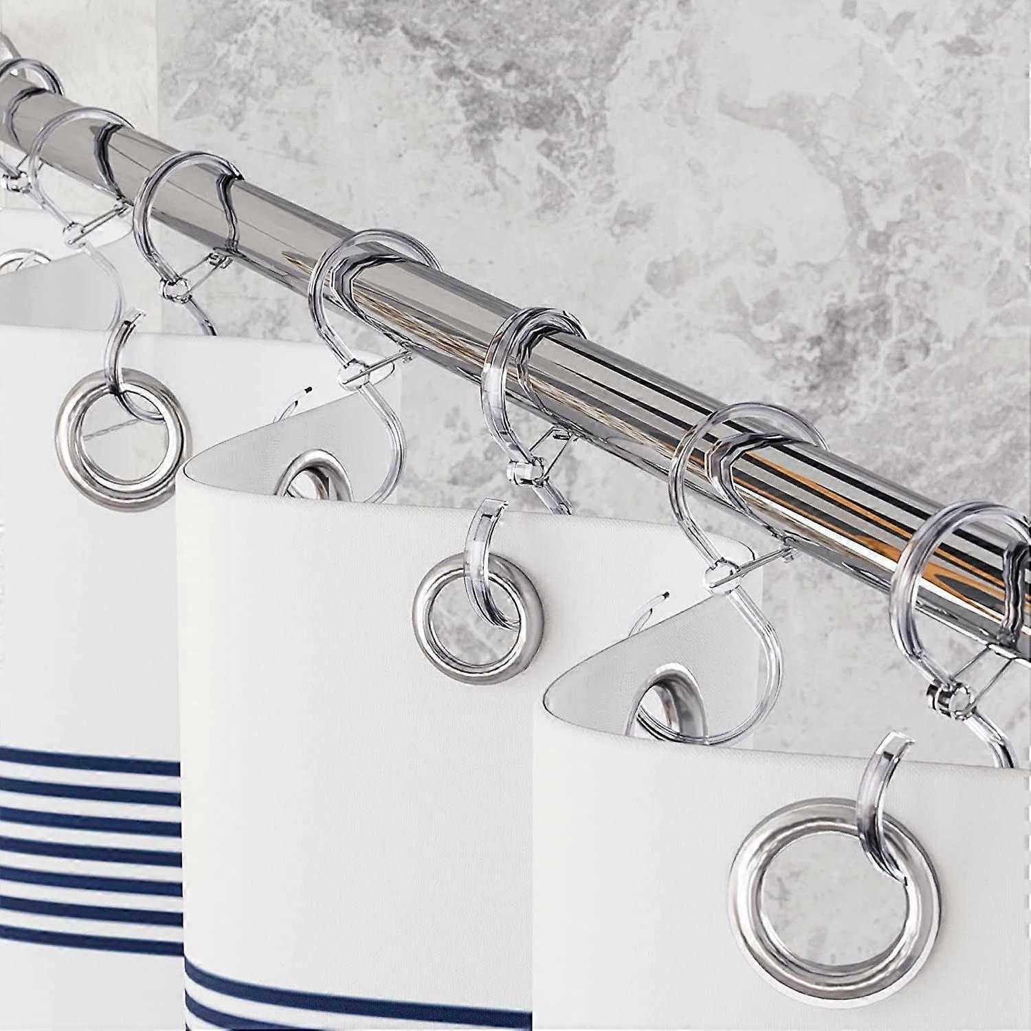 12pcs Plastic Shower Curtain Hooks Rings Rust-Proof S Hooks for Curtains & Clothes โ image 2