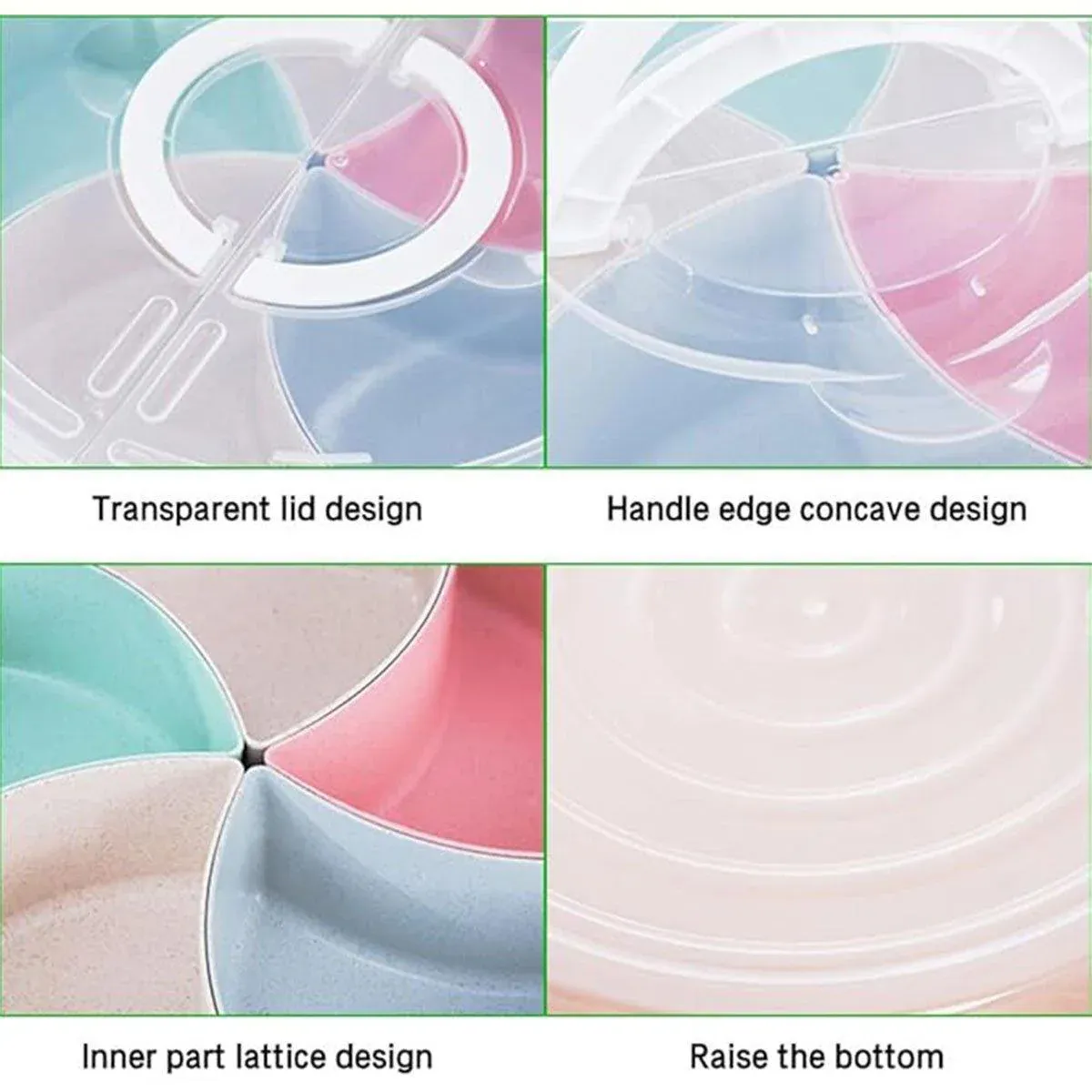 Transparent Round Fruit Plate Living Room House Plastic Serving Tray Organizer — image 6