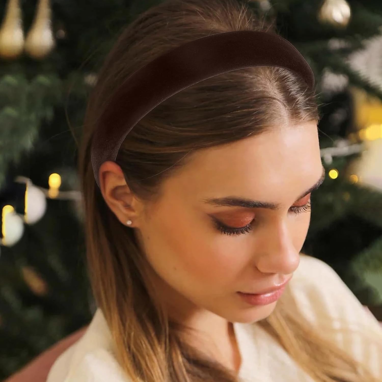 Thick Velvet Headband, 3Pcs Velvet Headbands for Women, 90s Hair Accessories Wide Padded Headbands, Solid Velvet Bezel Headband Fashion Elastic Head Bands for — image 2