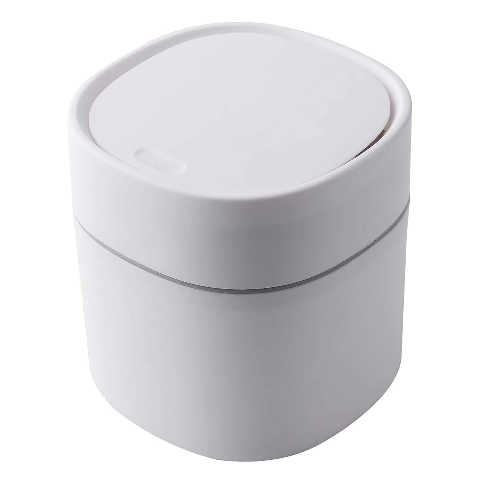 Mini Trash Can with Lid Desk Small Trash Can for Bathroom Vanity, Desktop, Tabletop or Coffee Table (Square Press - White)