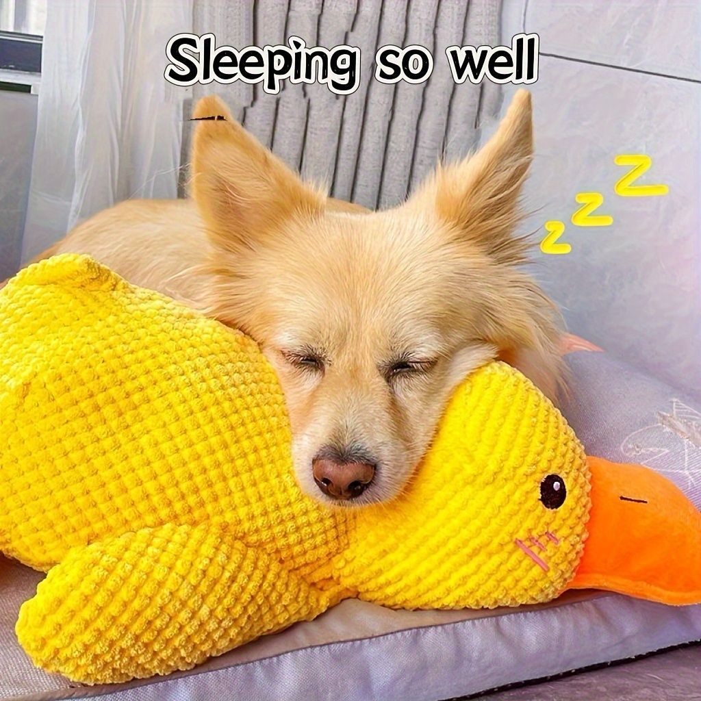 Dog Toy Plush Dog Toy Chew Resistant Toy Squeaky Dog Toy Duck Shaped Dog Toy - Yellow - Size large — image 4