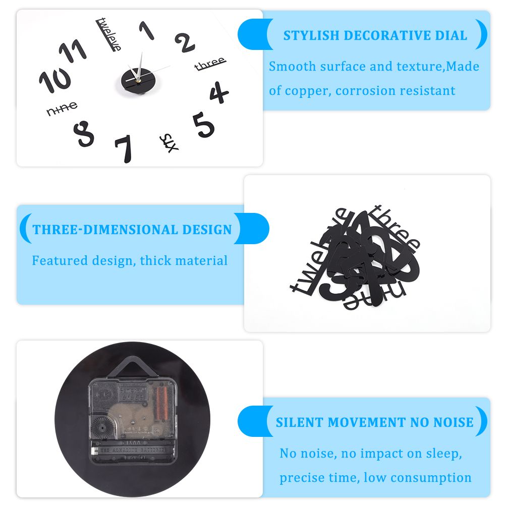 Wall Sticker digital clock stickers Wall Clock DIY 3D Decorative Wall Clock for Home Black โ image 4