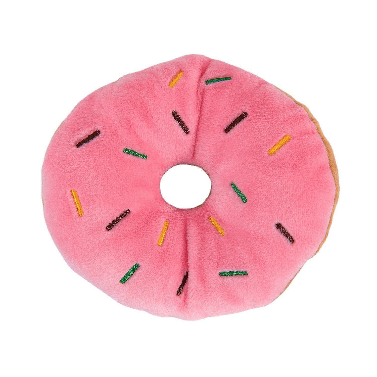3pcs Dog Chew Toy Soft Plush Donut Shaped Squeaky Squeaking Sound Toy Plush Pet Puppy Toys Soft Pets Bite Chewing Puppy Dog Toy โ image 3