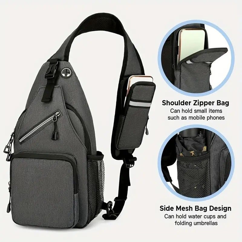 New Men's Chest Bag Lightweight Oxford Crossbody, Water-Resistant Durable Anti-Burden Shoulder Pack, Minimalist Casual Commute Cycling Sports Sling Bag(tree — image 4