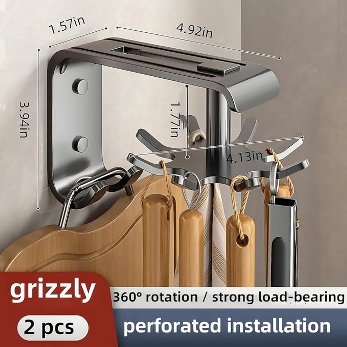 Kitchen Utensils - 2-Piece Hook - Cabinet Hook - Room Hook - Storage - Kitchen Storage - Suitable for Bathroom/Balcony/Bedroom/Knives/Tools/Towels (Black) โ image 4