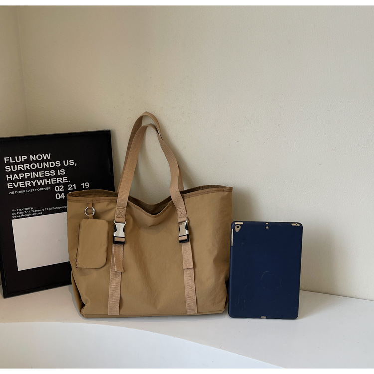 Khaki Women's Large Capacity Nylon Tote Bag - Stylish Casual Shoulder with Detachable Pouch โ image 6