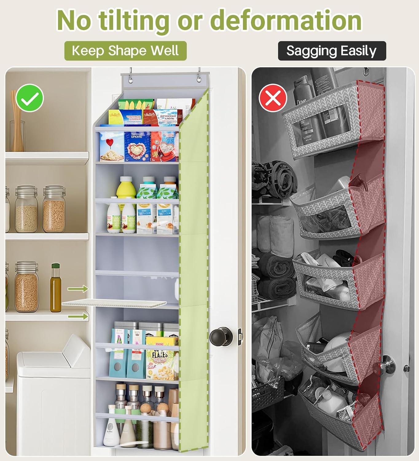 2 Pack Over the Door Organizer, Large Capacity Closet Door Hanging Organizer, Clear Deep Pockets Baby Organizer Storage for Nursery, Bathroom, Bedroom, Pantry — image 3