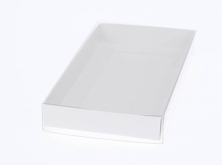 100 Pack of White Card Box - Clear Slide On Lid - 17 x 25 x 5cm - Large Beauty Product Gift Giving Hamper Tray Merch Fashion Cake Sweets Xmas โ image 5