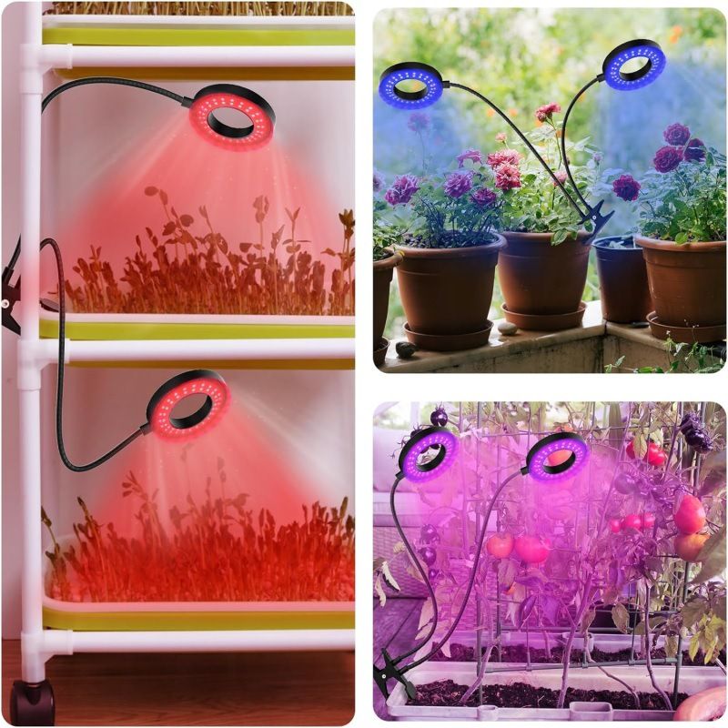 Grow Lights for Indoor Plant, LED Grow Light with Clip, Upgrade LEDs Clip On Plant Lights, Full Spectrum LED Plant Growing Lamp with 3 Modes, Auto Timer — image 3