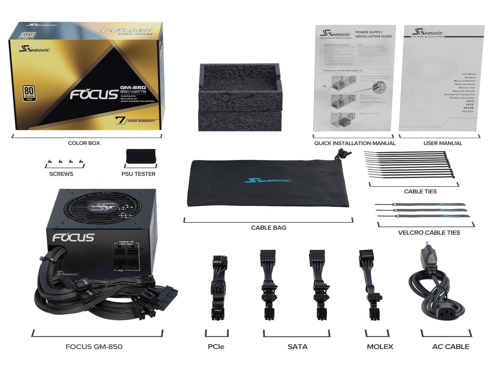 SeaSonic 850W FOCUS GM-850 Gold PSU (SSR-850FM) (OneSeasonic) โ image 3