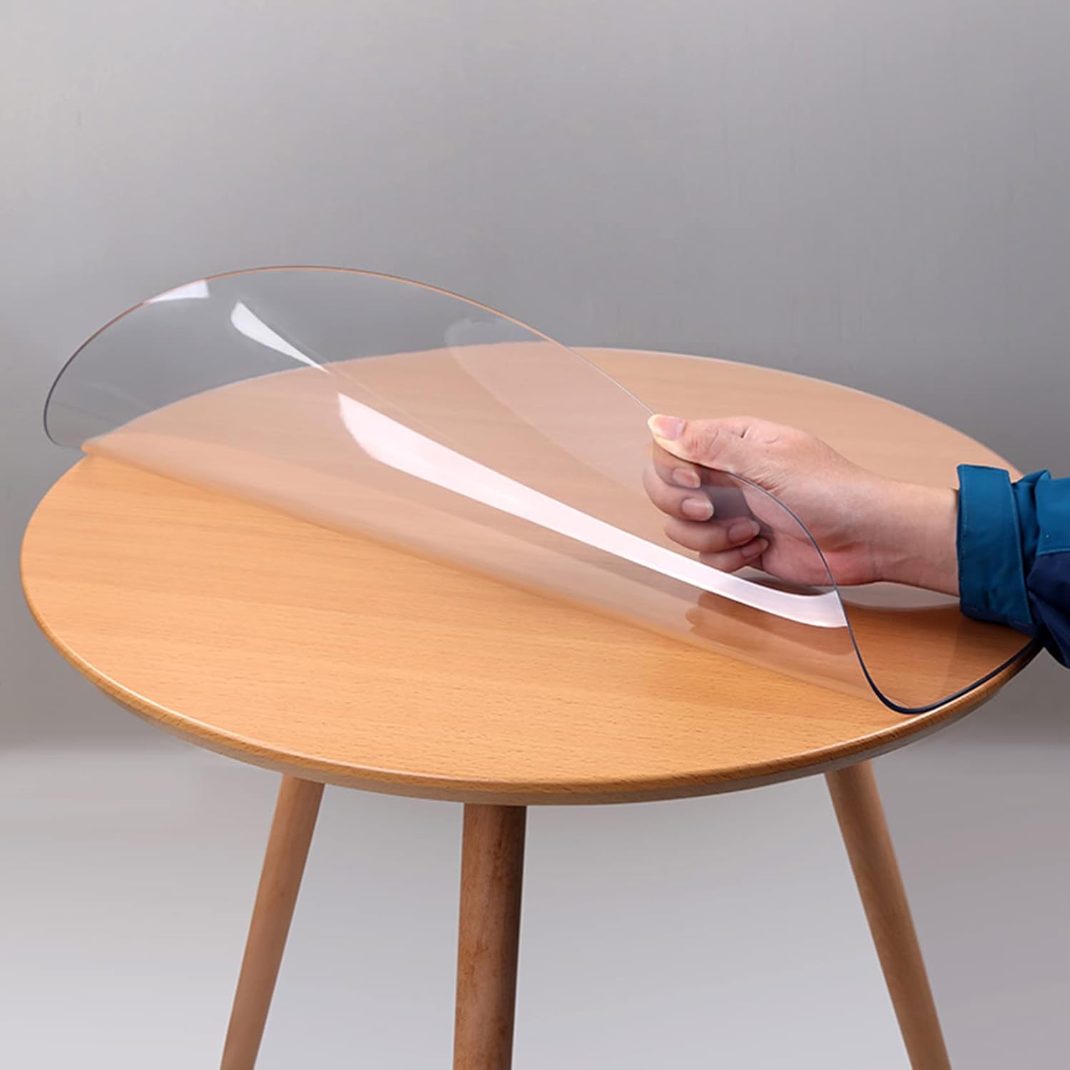 Indoor Outdoor Heavy Duty Premium Clear Transparent Round Fitted PVC Tablecloth, Round Waterproof Table Cover, Wipeable, Clear Plastic Tablecloth