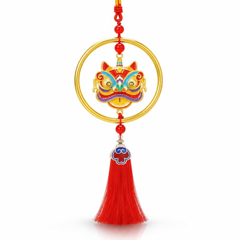 Alloy Car Pendant Chinese Style Lion Ornament [national trend lion awakening] car ornaments