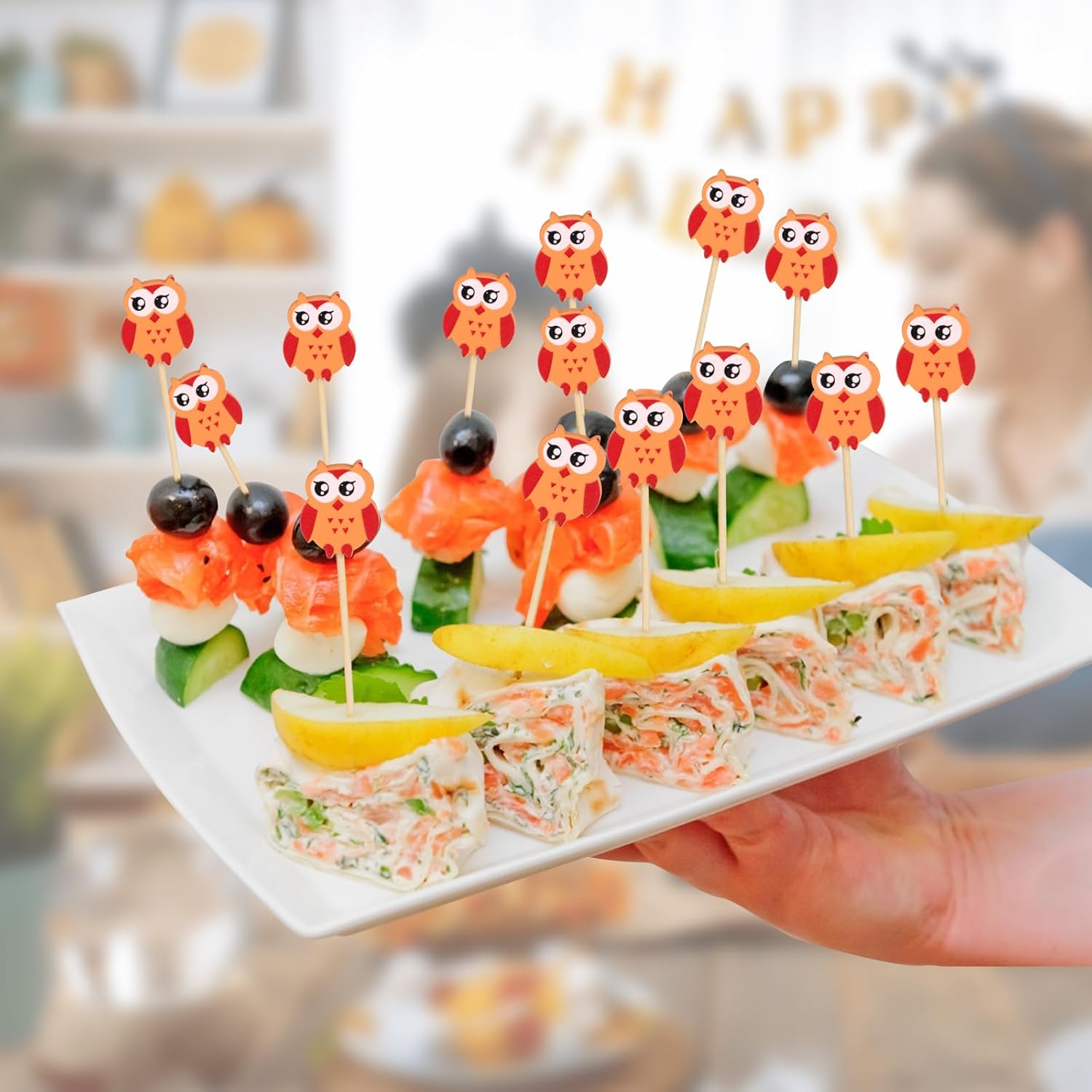 100 Pack Owl Toothpicks for Appetizers, 4.7 Inch Natural Bamboo Cocktail Picks for Cake Dessert Food Picks Wedding Birthday Party Decoration โ image 4