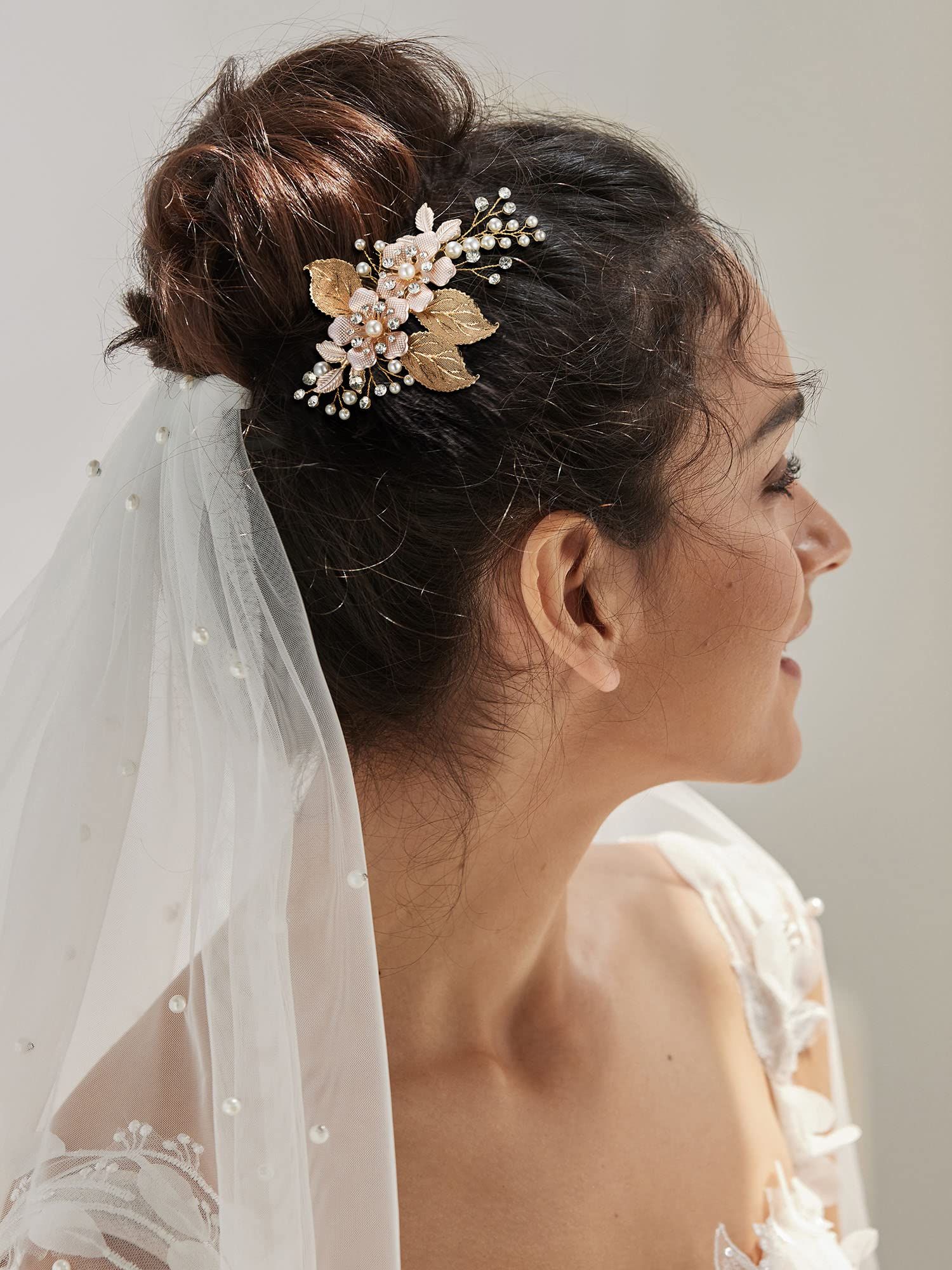 Gold Wedding Hair Comb-Handmade Bridal Hair Clip Wedding Hair Accessories for Women Delicate wedding hair accessory made โ image 5