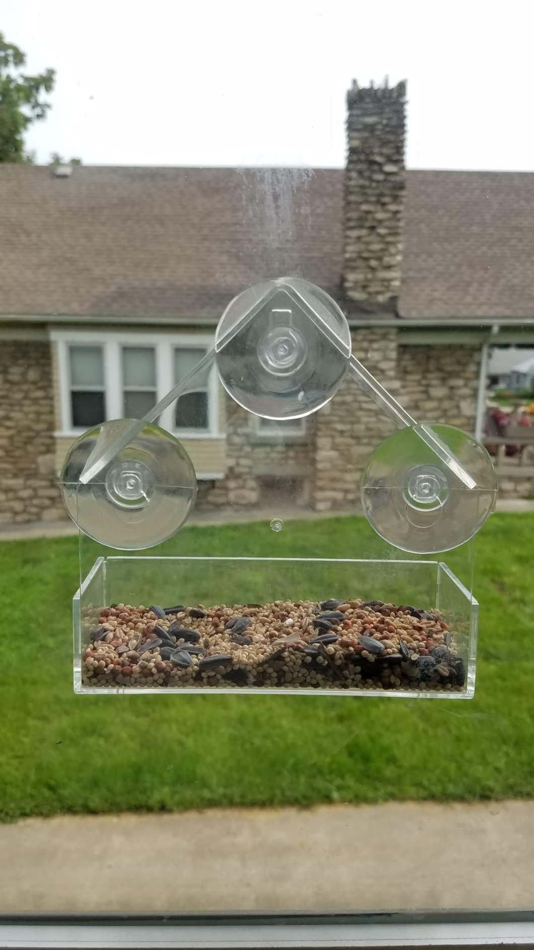 Ochine Window Bird House with Strong Suction Cup Wooden Birdhouse Clear Window Bird Feeder Outdoor Birds Nest Cage Outside Wild Easy Hanging Removable Tray — image 3
