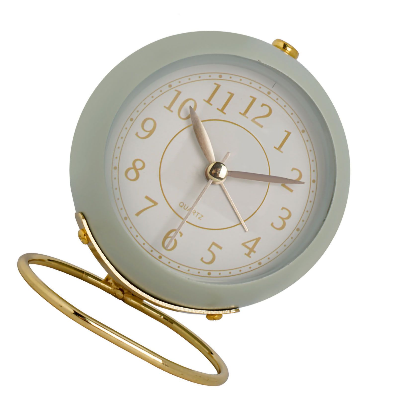 European Style Metal Clock Ingenious Mute Round Children Electronic Quartz Alarm Clock for Living Room Bedroom Light Green โ image 3