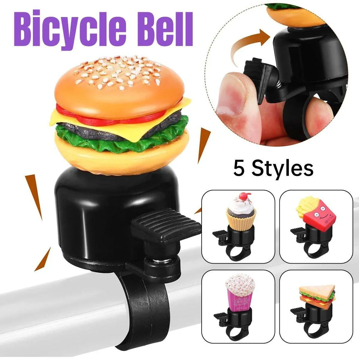 Cute Food Style Bicycle Bell Loud and Fun Handlebar Accessory - French fries — image 2