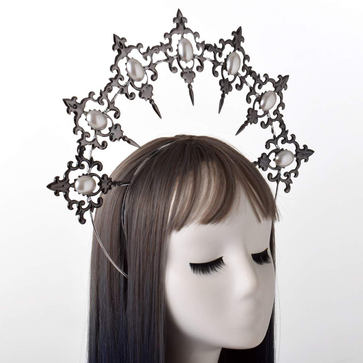 Crown Mary Goddess Headband Women Halloween Costume Headpiece Halo Crown Headpiece - Spiked Headwear Queen Headband โ image 2