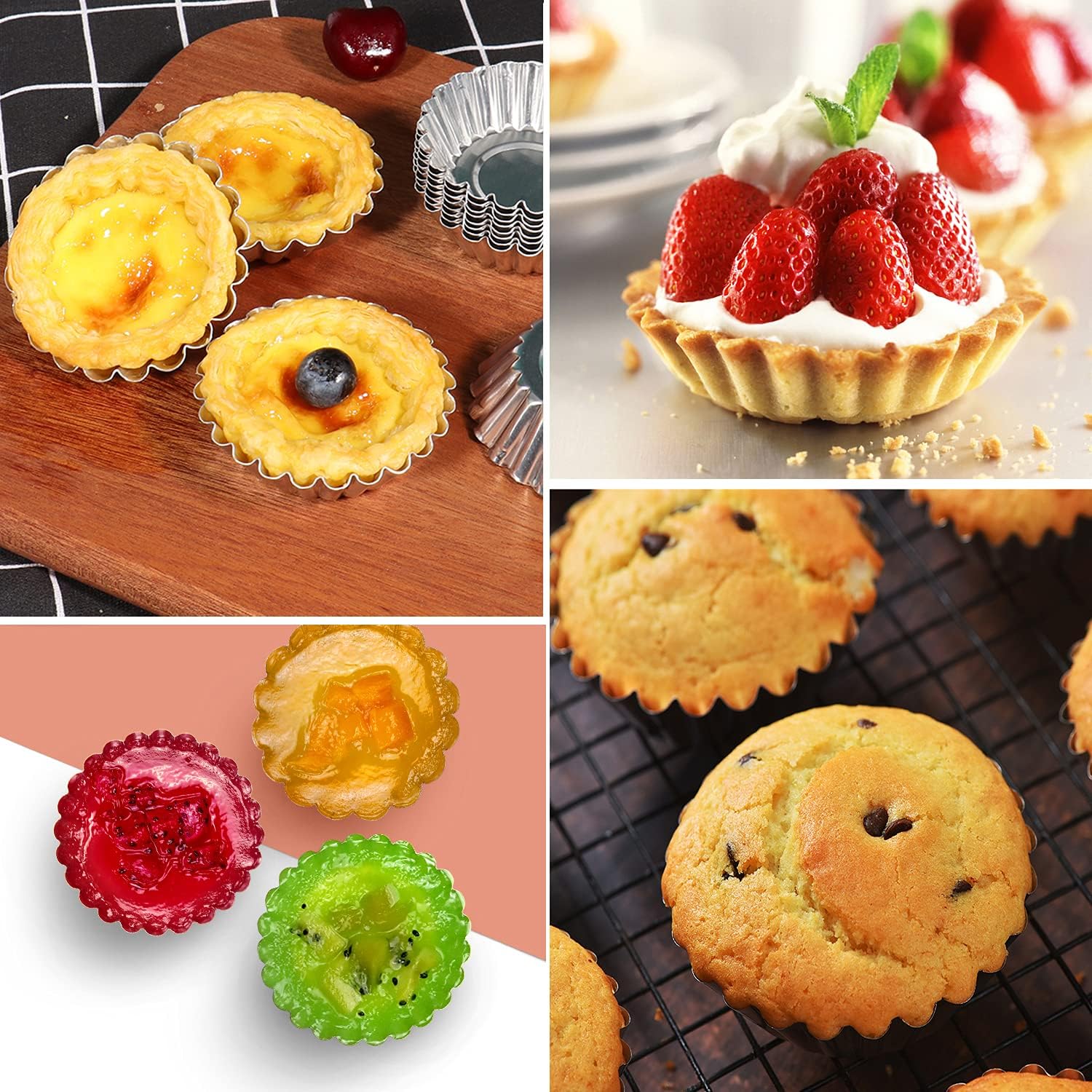 Cake Molds for Baking Bundle, 6 Inch Angel Food Cake Pan & 20pcs Egg Tart Molds — image 5
