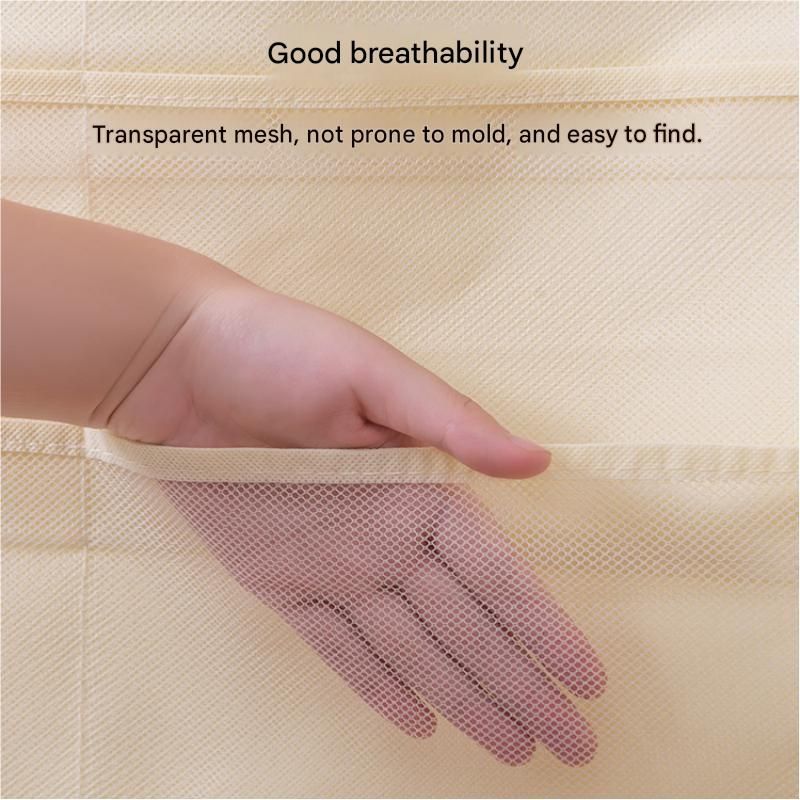 Beige Double-Sided Hanging Underwear Organizer（6 pockets on the front + 18 pockets on the back） - Breathable Non-Woven Mesh Storage Bag with Multiple Pockets — image 5