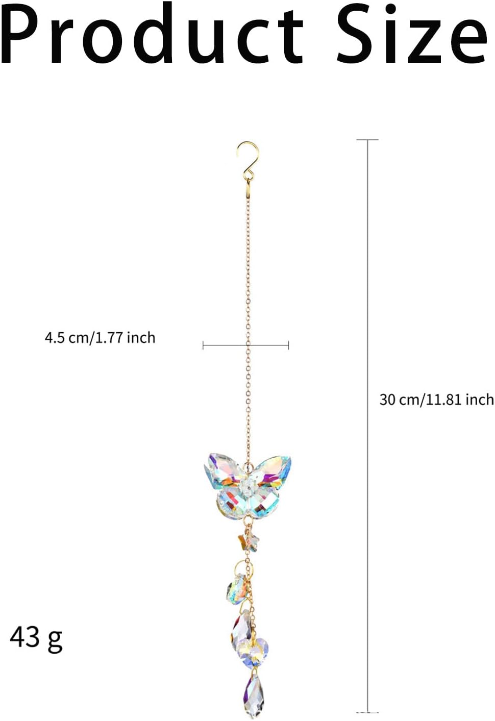 Crystal Butterfly Sun Catcher Window Hanging Decoration Rainbow Maker, Car Mirror Hanging Accessories, Rear View Mirror Hanging Décor — image 2