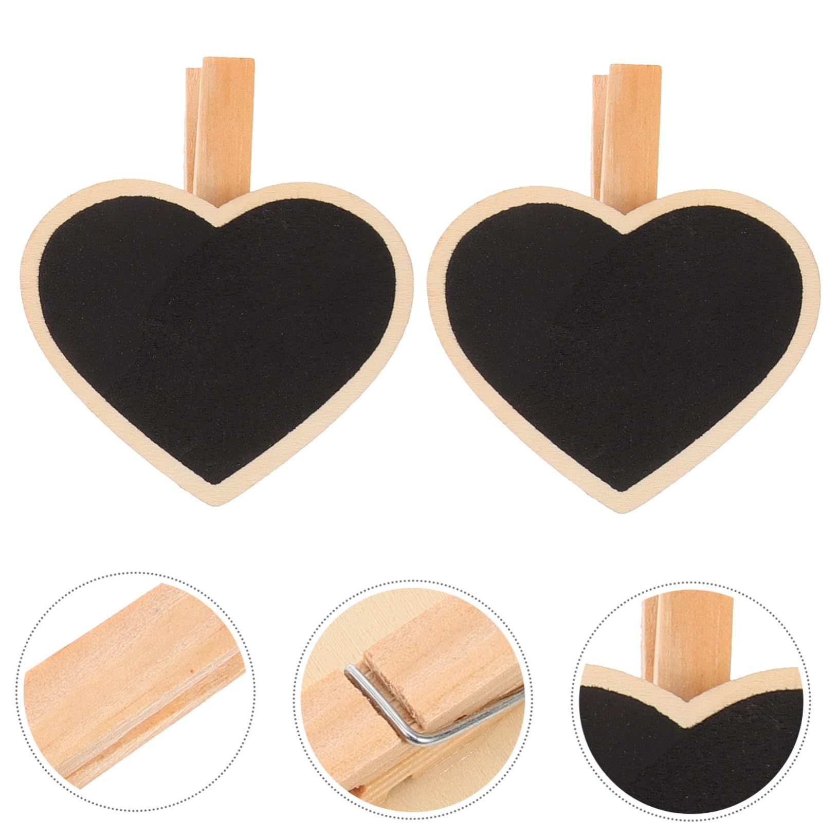 20pcs Tag Photo Holder Heart Chalkboard Tags Chalkboard Signs with Clip Signs and Labels Clips Heart Chalkboard Clip Message Board — image 2