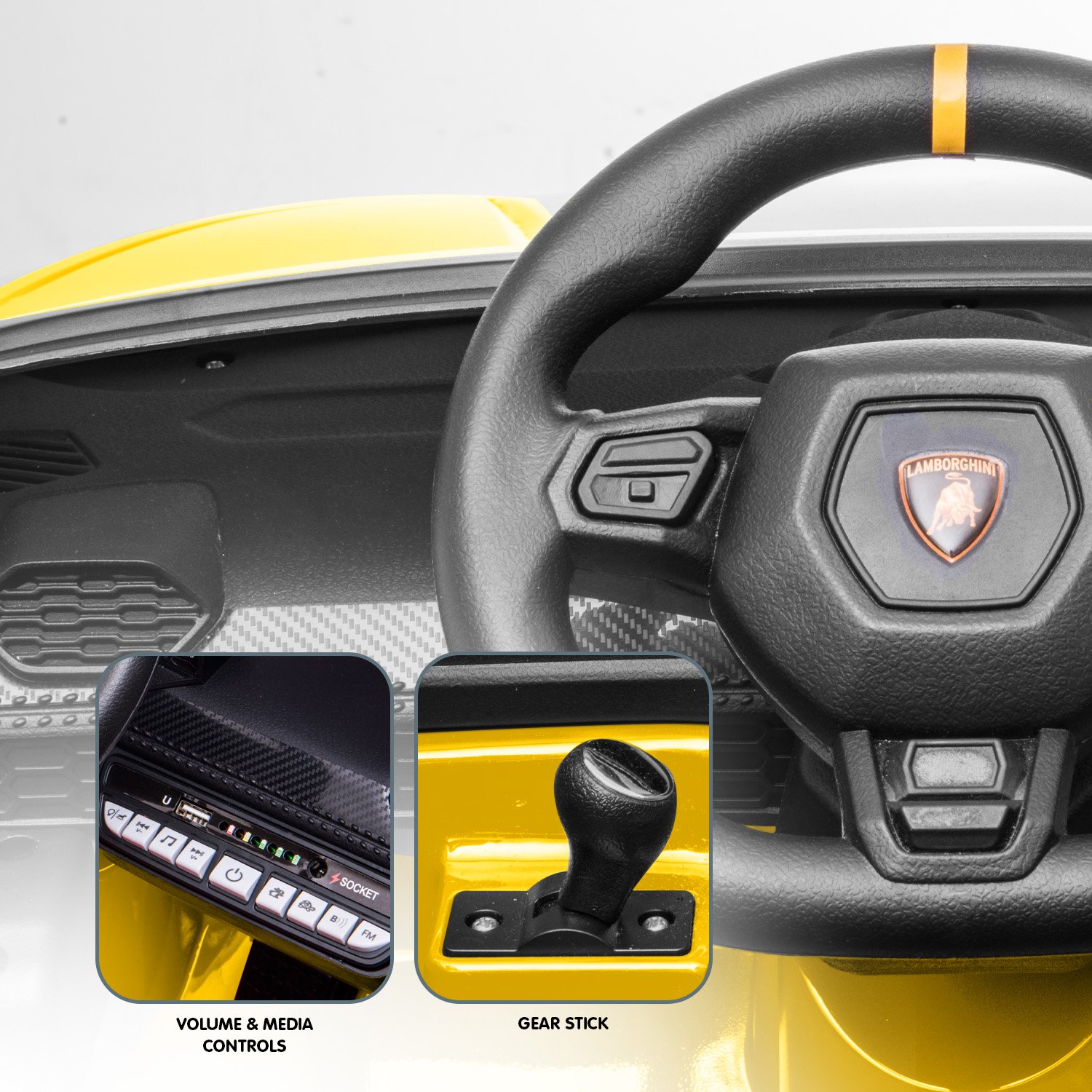 Kahuna Lamborghini Performante Kids Electric Ride On Car Remote Control - Yellow — image 5