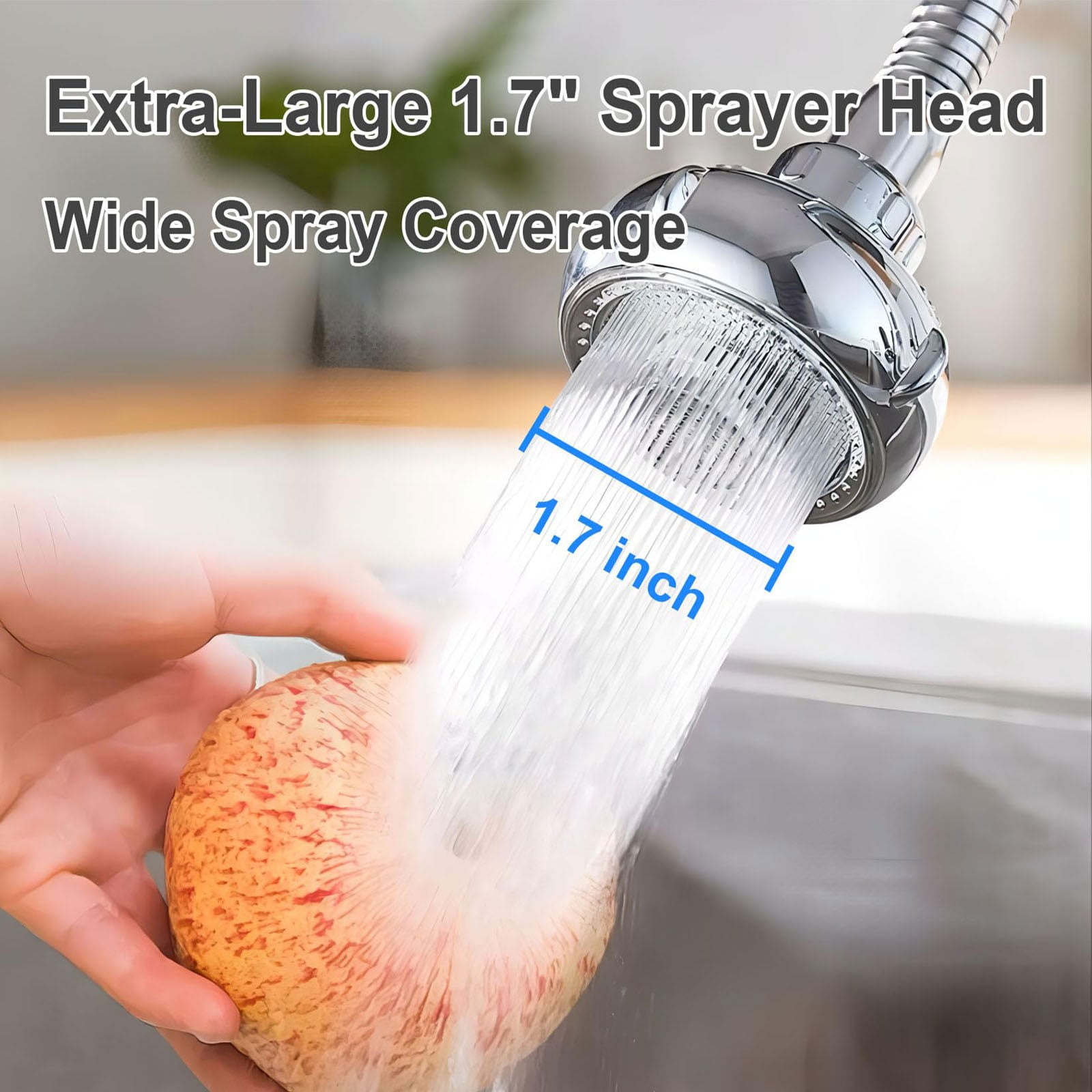 Shaped 360° Swivel Kitchen Faucet Extender Anti Function Kitchen Faucet Sprayer Attachment Large Diameter Shower Head Water Saving 8 Inch 20 6 6cm Silver — image 6
