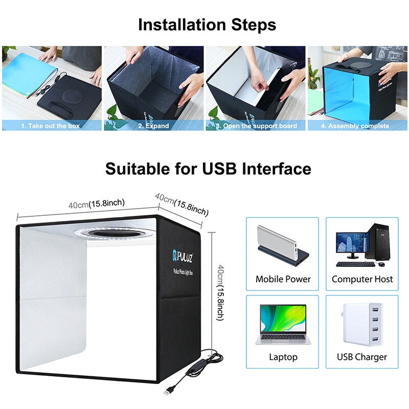 40CM Portable Photo Studio LED Light Tent Bar Cube Soft Box Room Photography โ image 4