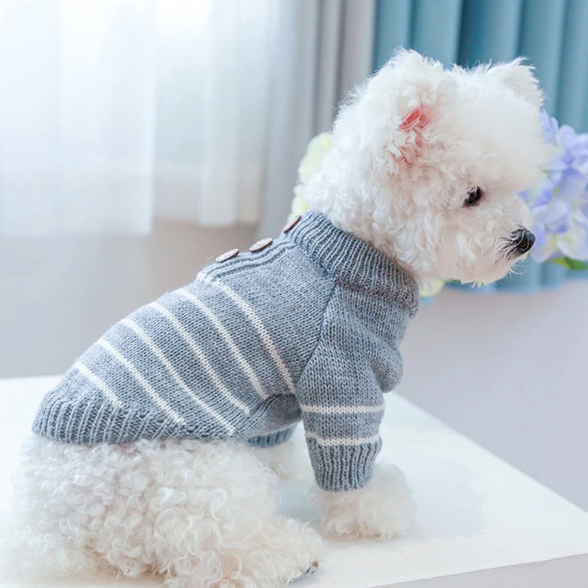 Dog Coat - Dog Sweater - Dog Jumpsuit - Cat Overalls - Striped Puppy Sweater Coat - Puppy Pyjamas - Dog Sweatshirt - Perfect for Party Costumes — image 4