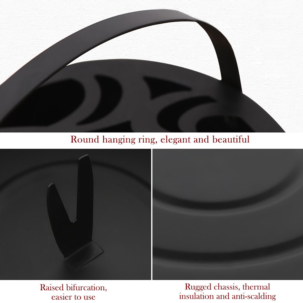 Iron Mosquito Coil Holder Hollow Mosquito Coil Box Round Incense with Handle — image 4