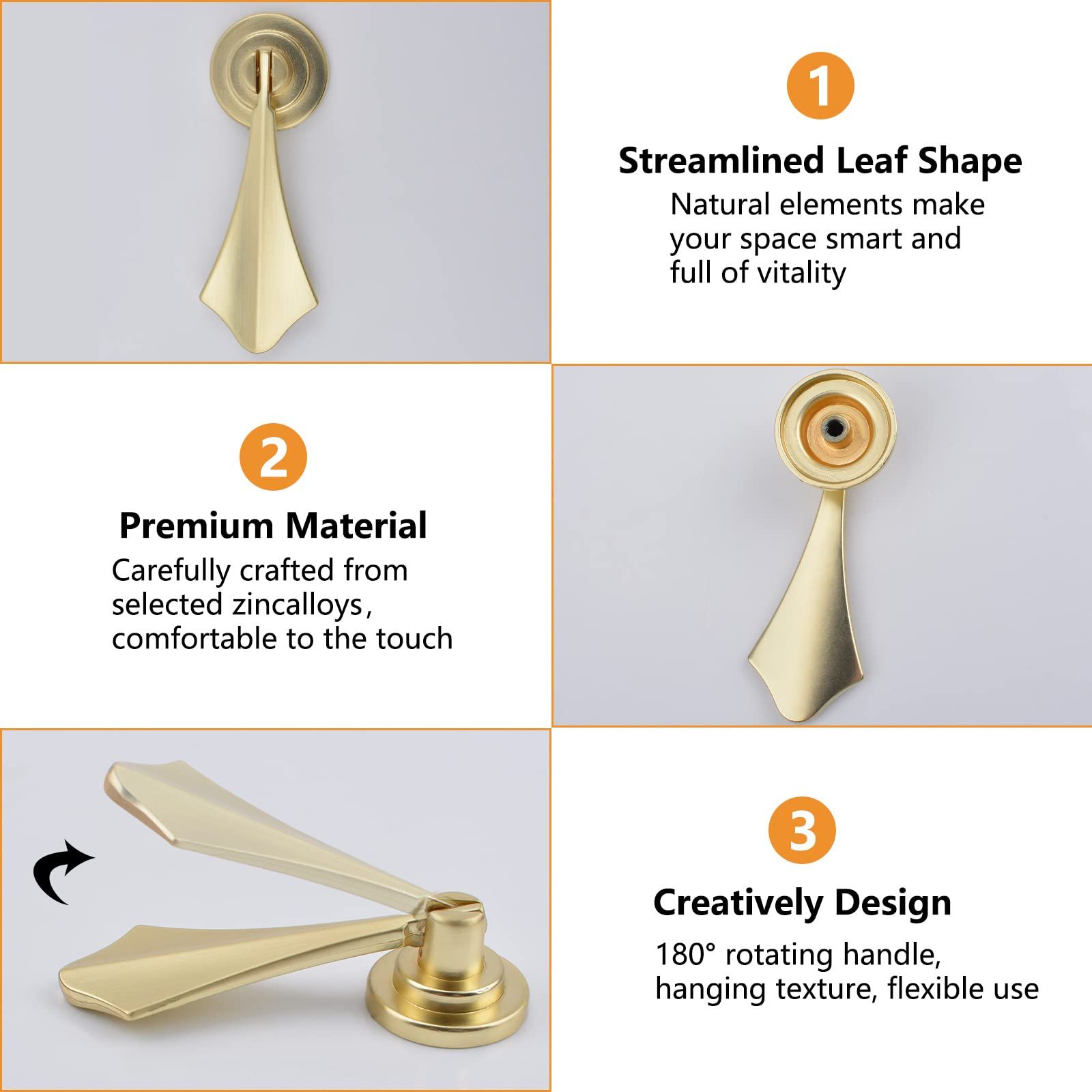 2PCS，Solid Brushed Pendant Handles Knob Zinc Alloy Handles Knobs with Mounting Screw for Cabinets Drawer Door Furniture Decorative — image 5