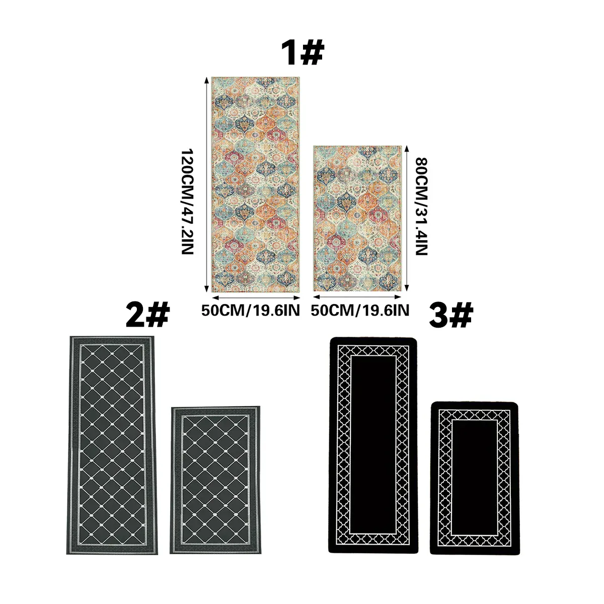 Household Floor Mats 2 Piece Set Non Slip Water Absorbent Dust-Proof Floor Mat - Checkered stripes โ image 4