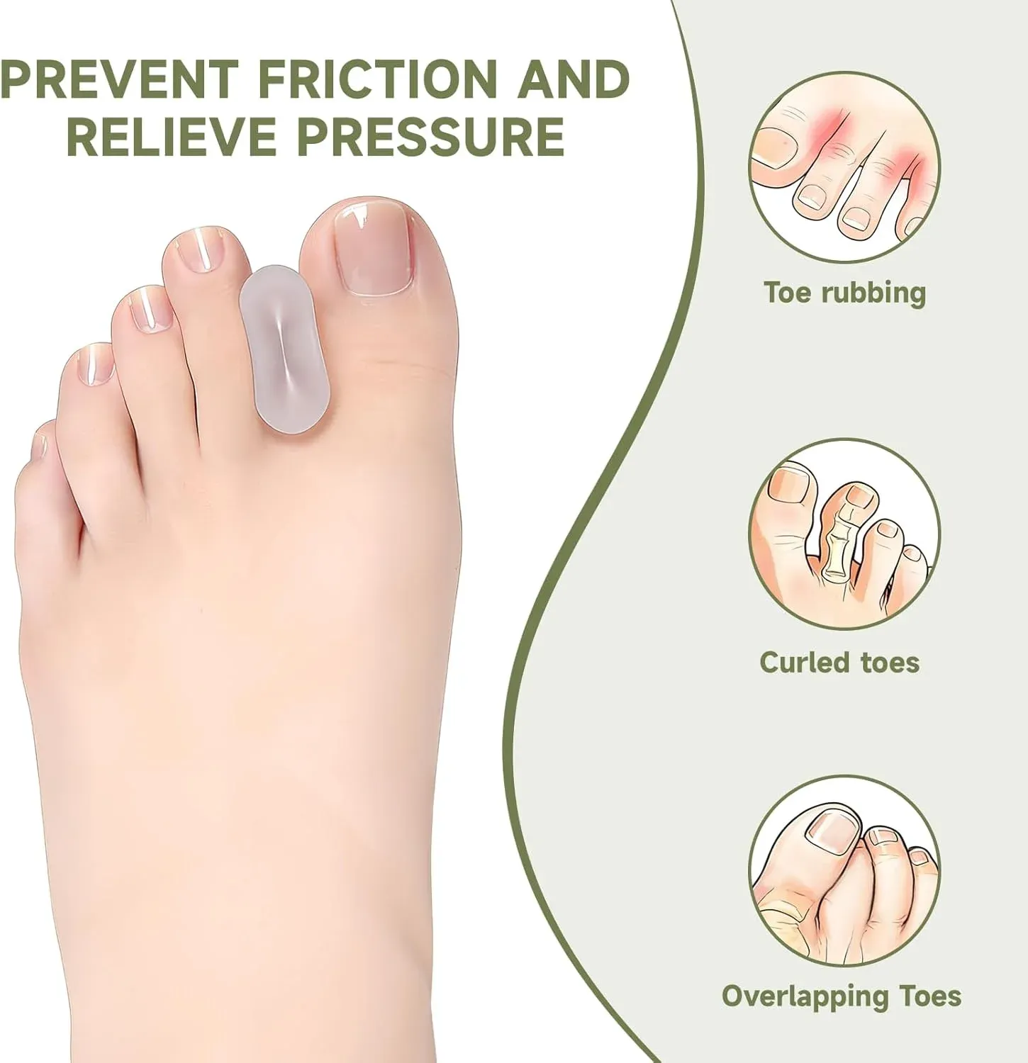 16 Pack Gel Toe Separators, Soft Silicone Toe Spacers for Daily Foot Care, Transparent โ image 3