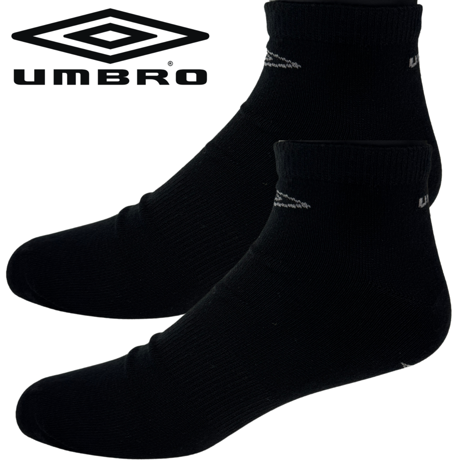 Umbro Mens Trainer Ankle Socks - Black - 1 Pack of 3 Pairs โ image 2
