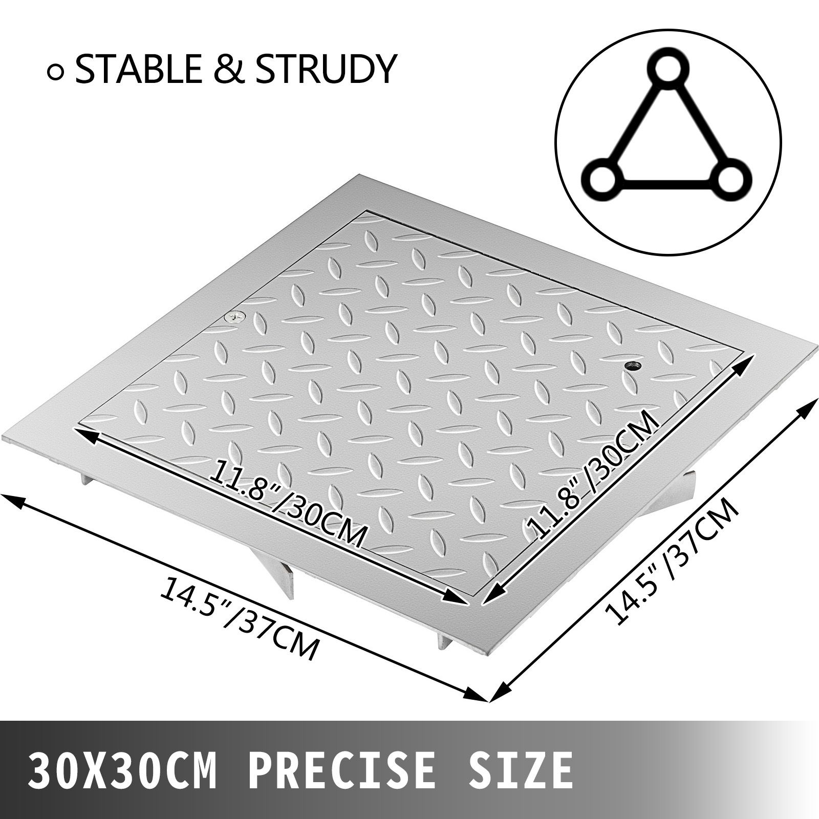 Recessed Manhole Cover 11.8/"x11.8/" Clear Opening, Galvanized Steel Drain Cover Overall Size 14.5/"x14.5/", Sealed Square Manhole Cover and Frame, Steel Man โ image 4