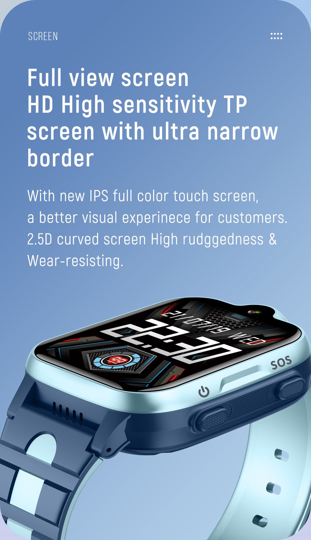 Smart Kids Phone Watch - 4G Video Call GPS Tracker Smartwatch with IPX7 Waterproof IPS Touch Screen Magnetic Charge - Blue — image 4