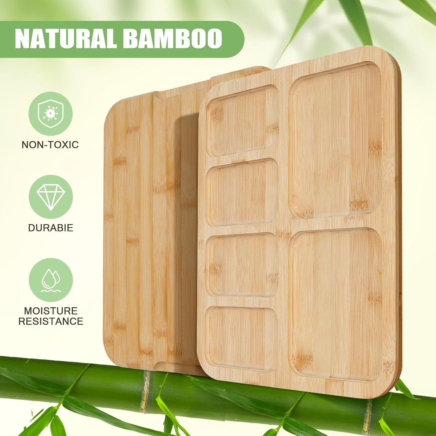 CARLA HOME Bamboo Charcuterie Board with Lid & Handle ideal Gift for Kitchen, Party & Picnic (6 Compartments) — image 4