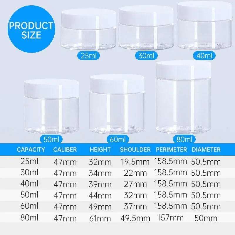 10pcs Transparent Wide Mouth Cream Dispenser White Lid Bottle Plastic Jar - 40ml โ image 3
