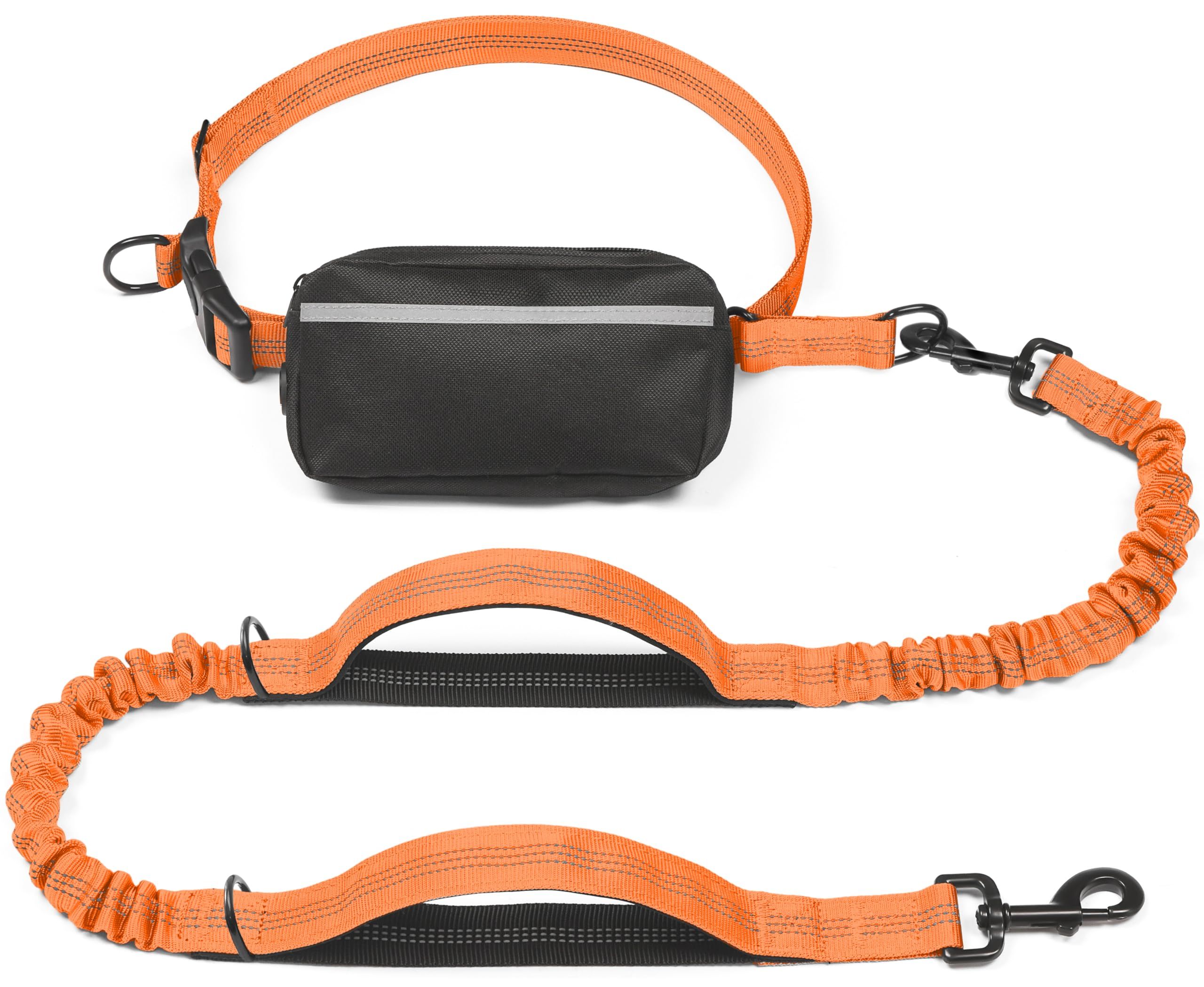 Hands-Free Dog Leash Set with Waist Belt and Storage Pouch, Shock-Absorbing Bungee Leash for Jogging, Walking, and Outdoor Adventures, Reflective Safety Design — image 2