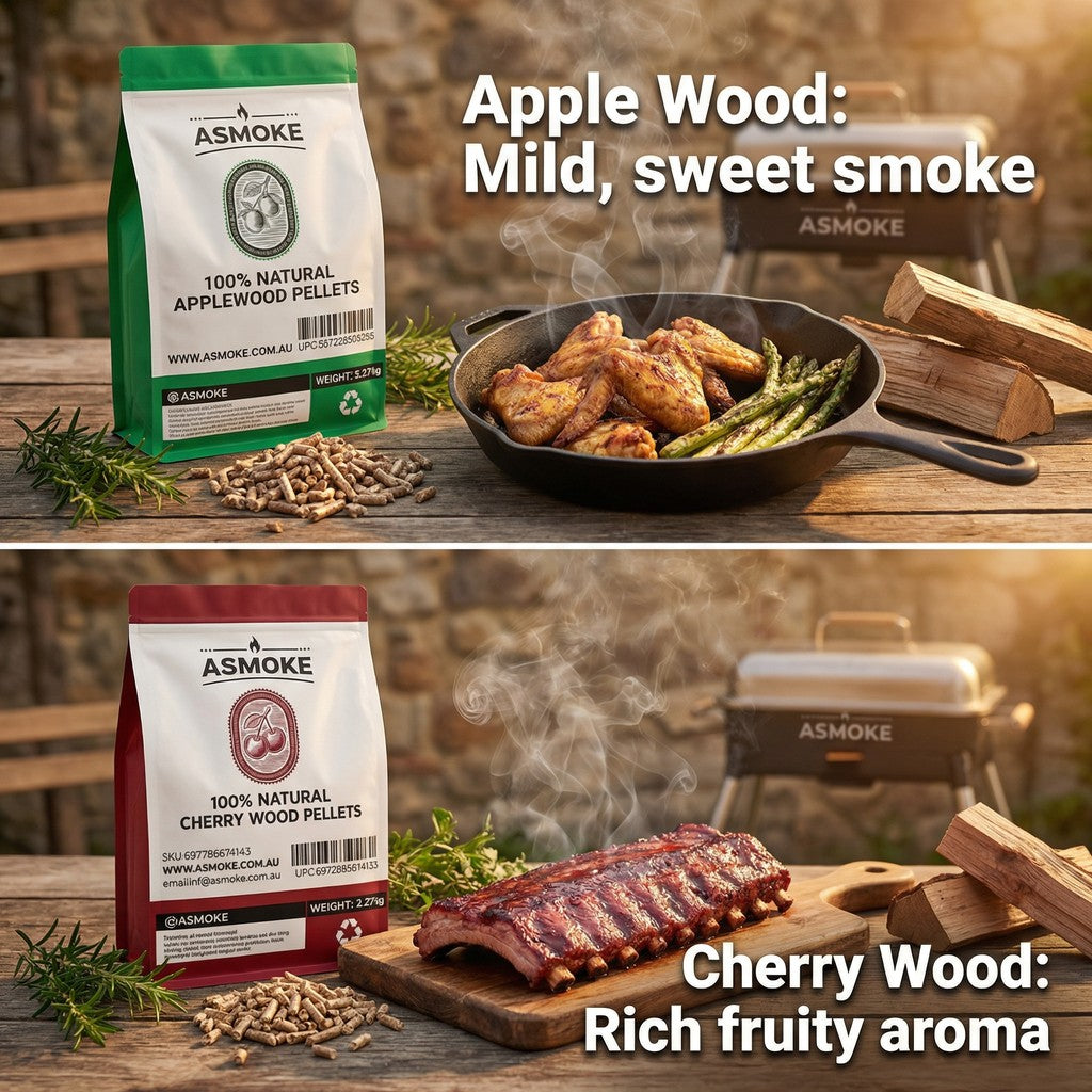 ASMOKE 20lbs (9kg) Wood Pellet Sampler Bundle - 2-Flavour Variety Pack (2x Cherry, 2x Apple) - Best for Pork, Ribs & Poultry — image 6