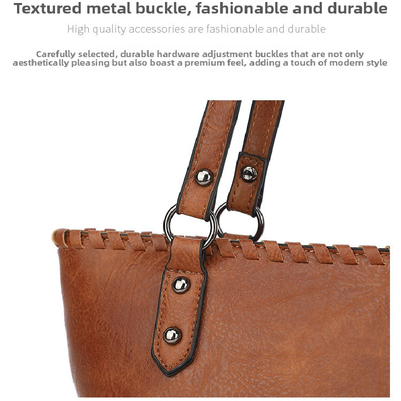 Brown Minimalist Large Capacity Tote Bag with Detachable Pouch – Soft PU Leather Shoulder Handbag for Everyday Use — image 6