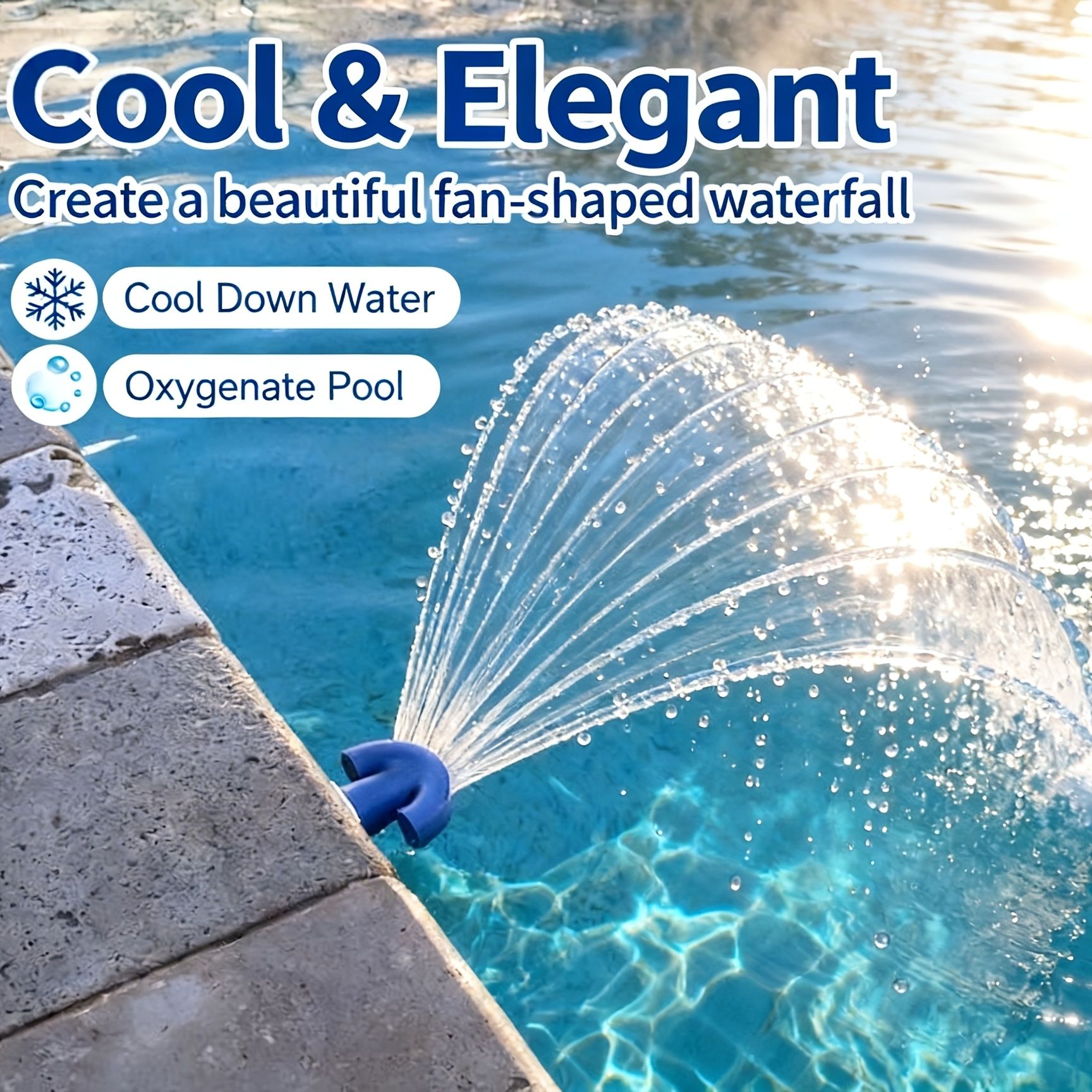 3/4 Inch Universal Swimming Pool Aeration Fountain, Cools Hot Water, Creates Waterfall Spray for Above Ground & In Ground Pools, White 5Pcs โ image 2