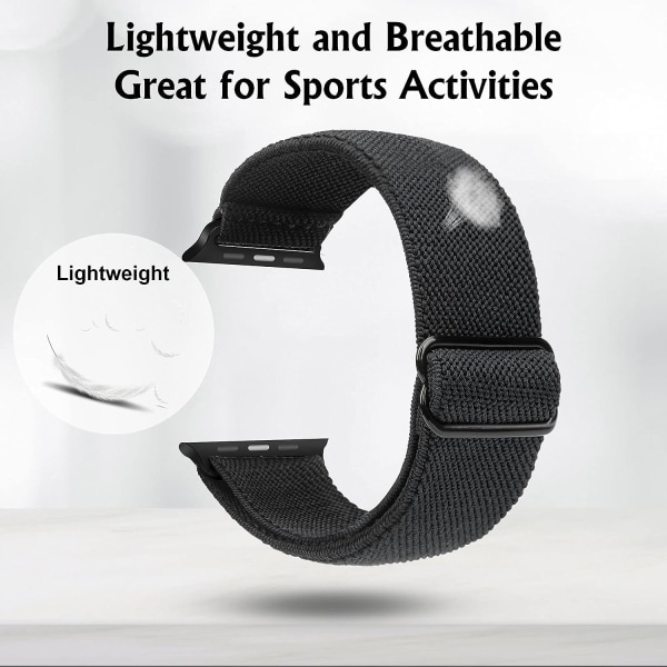 Stretchy Watch Strap Compatible with Apple Watch Band 41mm 40mm 38mm Comfortable Adjustable Sports Band for Women Men - Black_max โ image 3